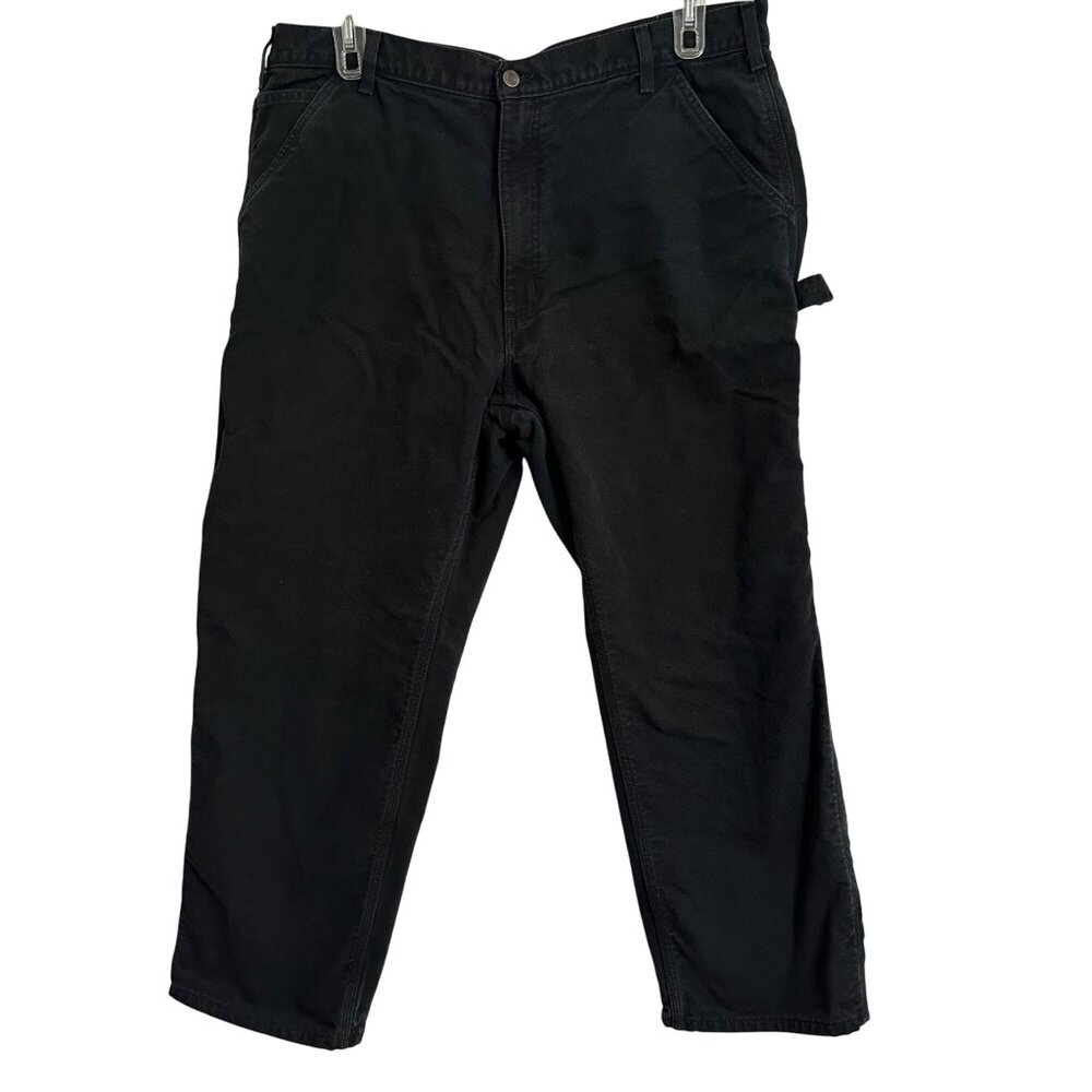 Carhartt Mens Cargo Work Pants 40x30 Loose Straight Washed Flannel Lined - Picture 2 of 8